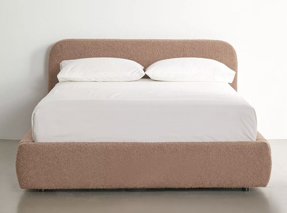 Daphne Platform Bed from Urban Outfitters with boucle upholstery