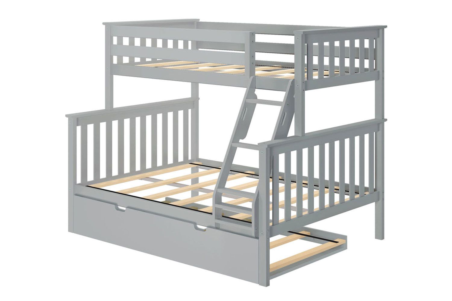 Kids Solid Wood Twin-Over-Full Bunk Bed + Trundle Bed